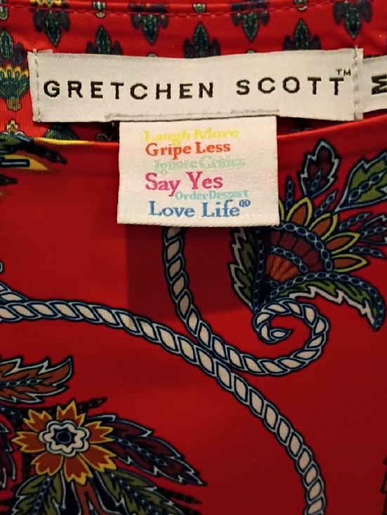 Gretchen Scott Designs Tops - FINAL PRICE Gretchen Scott Red Multicolored Paisley Rope Print Blouse